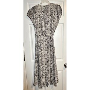 Reformation Snake Print Midi Dress in Black and White